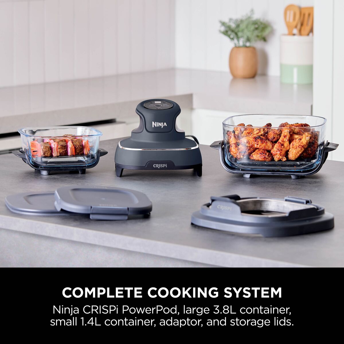 Ninja Crispi 4-in-1 Portable Glass Air Fryer Cooking System Cyberspace