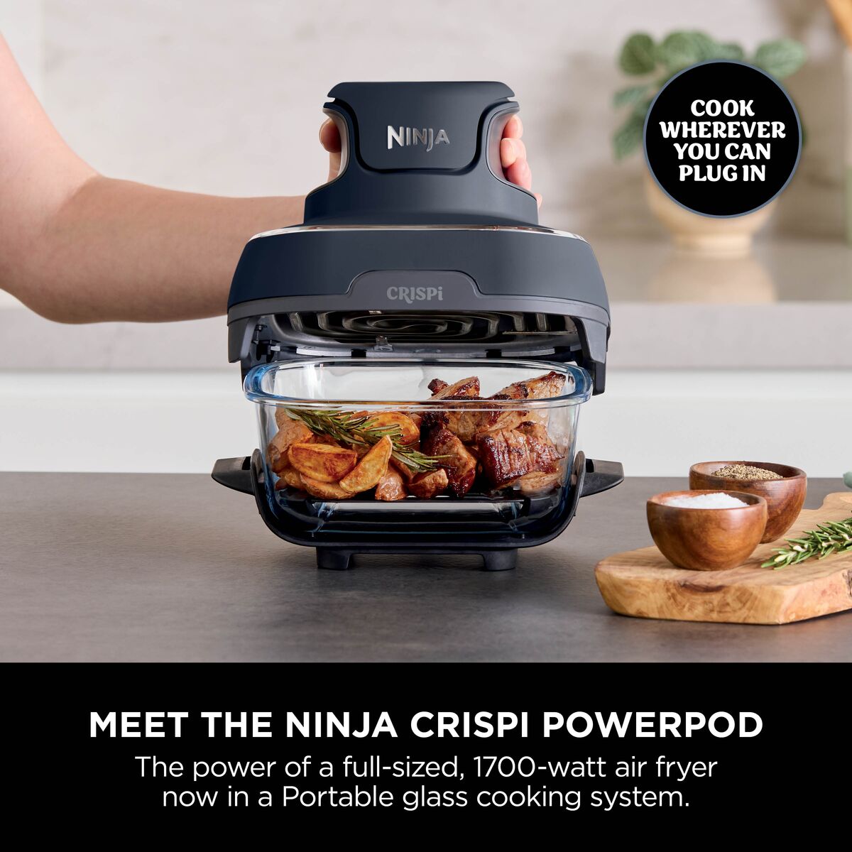 Ninja Crispi 4-in-1 Portable Glass Air Fryer Cooking System Cyberspace