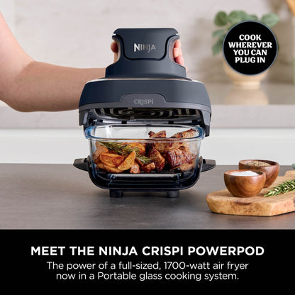 Ninja Crispi 4-in-1 Portable Glass Air Fryer Cooking System Cyberspace