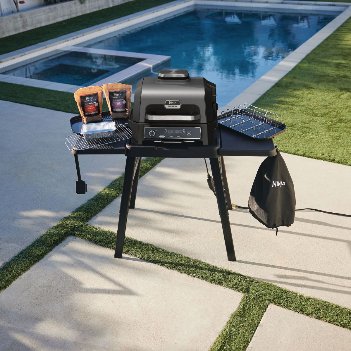 Ninja Woodfire Pro XL Electric BBQ Grill & Smoker Grey/Black OG850ME