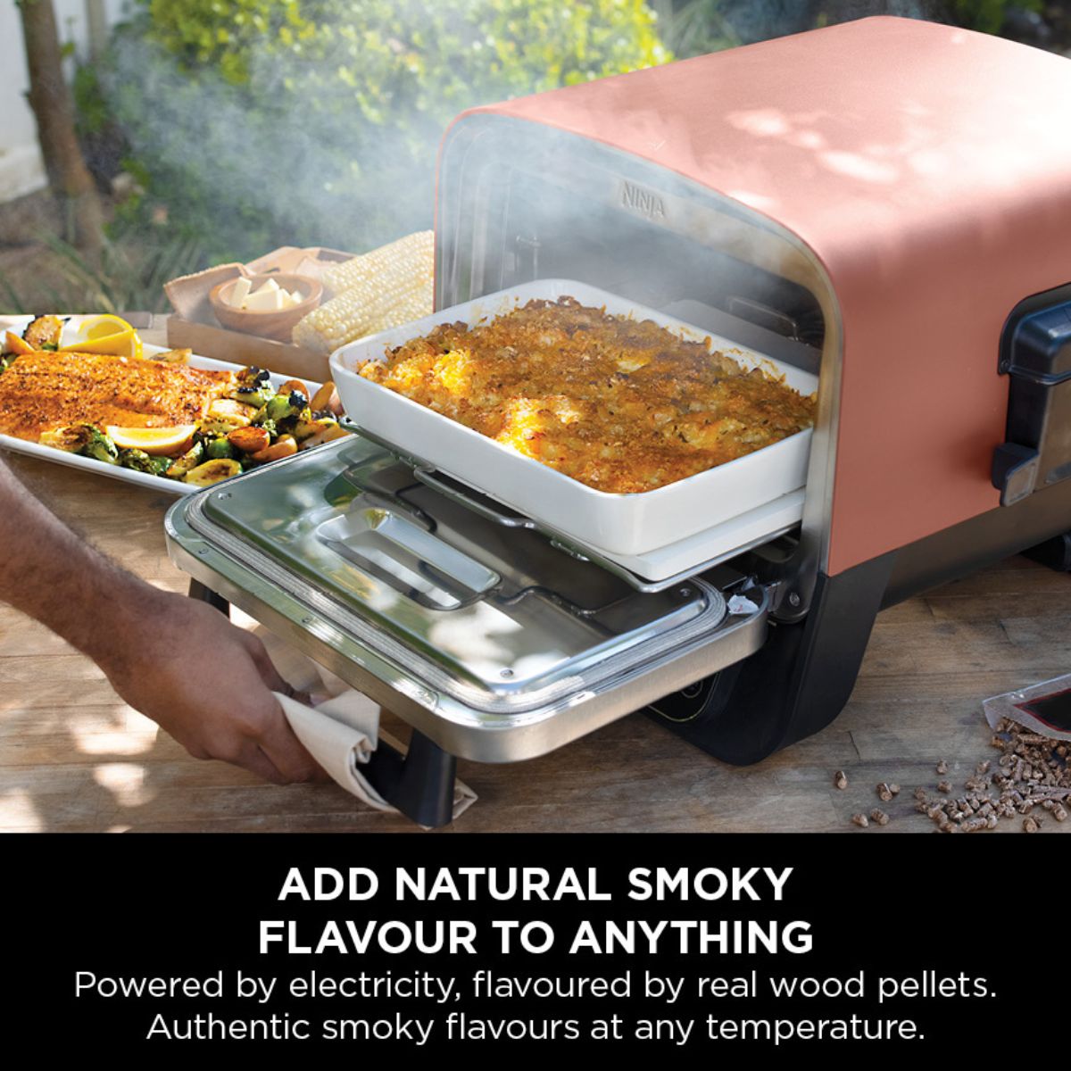 Ninja Woodfire Outdoor Oven with Stand & Pizza Peel Silver/Black DSN001