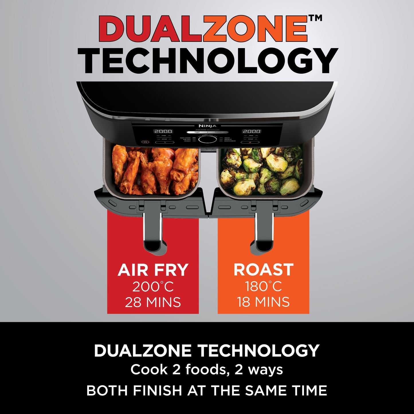Ninja Foodi Dual Zone Air Fryer 7.6L Black AF300ME