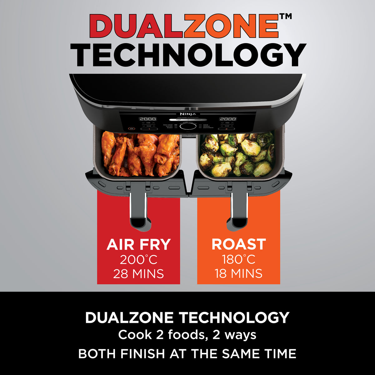 Ninja Foodi Dual Zone Air Fryer 7.6L Black AF300ME