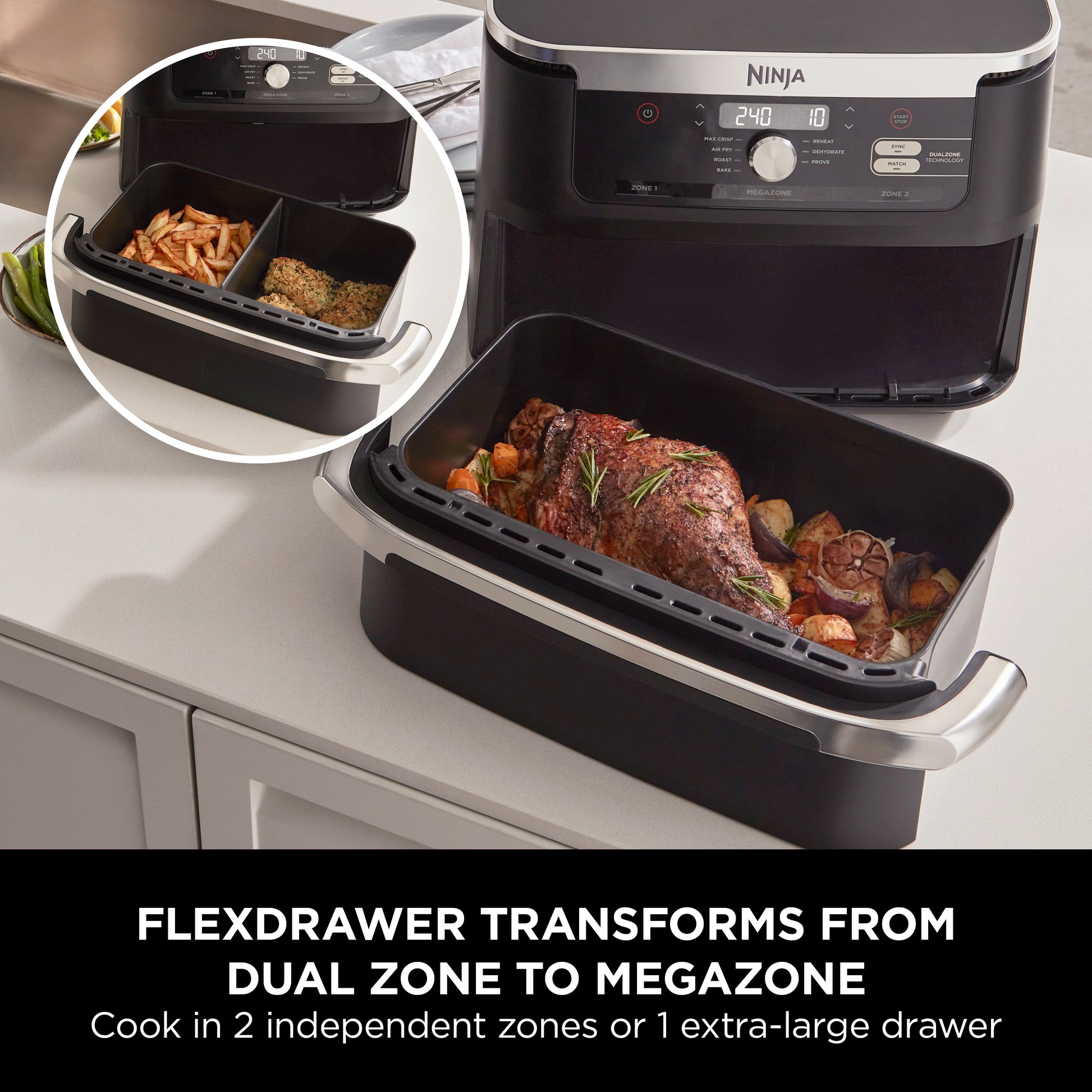 Ninja Foodi FlexDrawer MegaZone 7-in-1 Air Fryer 10.4L Black AF500ME