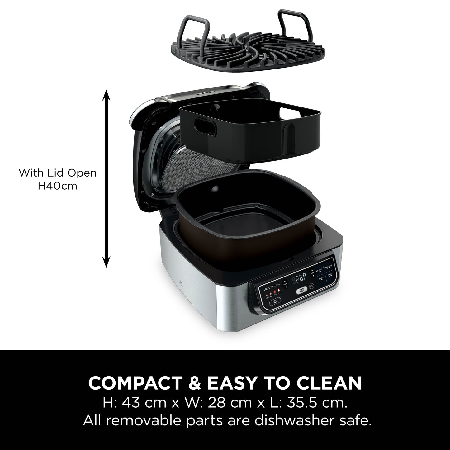 Ninja Foodi Health Grill & Air Fryer 5.7L Black/Steel AG301ME