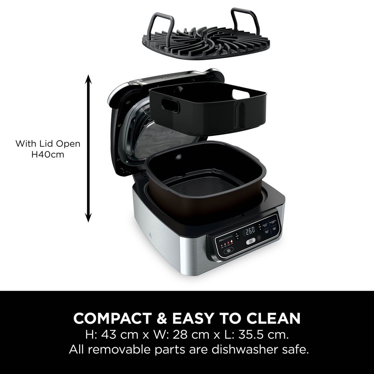 Ninja Foodi Health Grill & Air Fryer 5.7L Black/Steel AG301ME