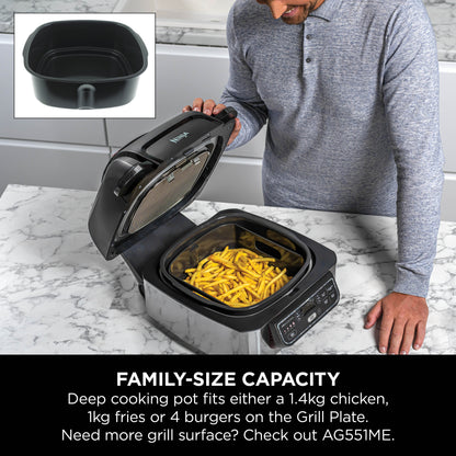 Ninja Foodi Health Grill & Air Fryer 5.7L Black/Steel AG301ME