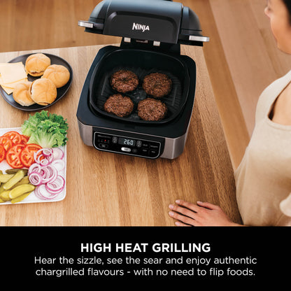 Ninja Foodi Health Grill & Air Fryer 5.7L Black/Steel AG301ME