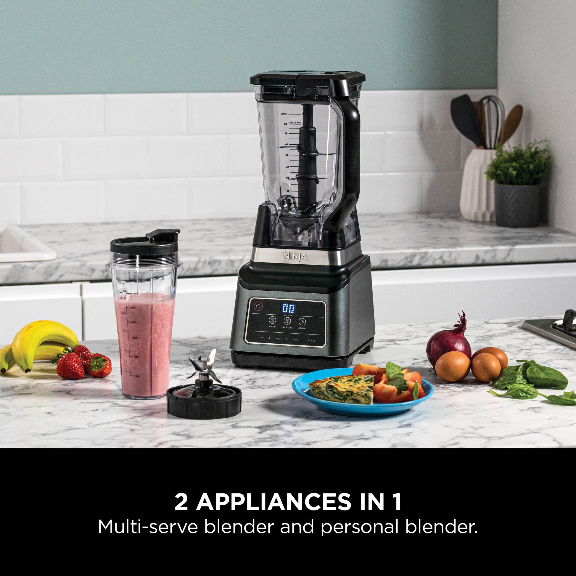 Ninja 2-in-1 Blender Kitchen System 2.1L Black BN750ME