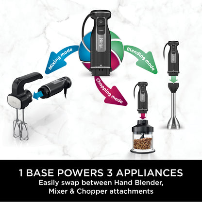 Ninja Foodi 3-in-1 Hand Blender Mixer & Chopper 700ML Black CI100ME