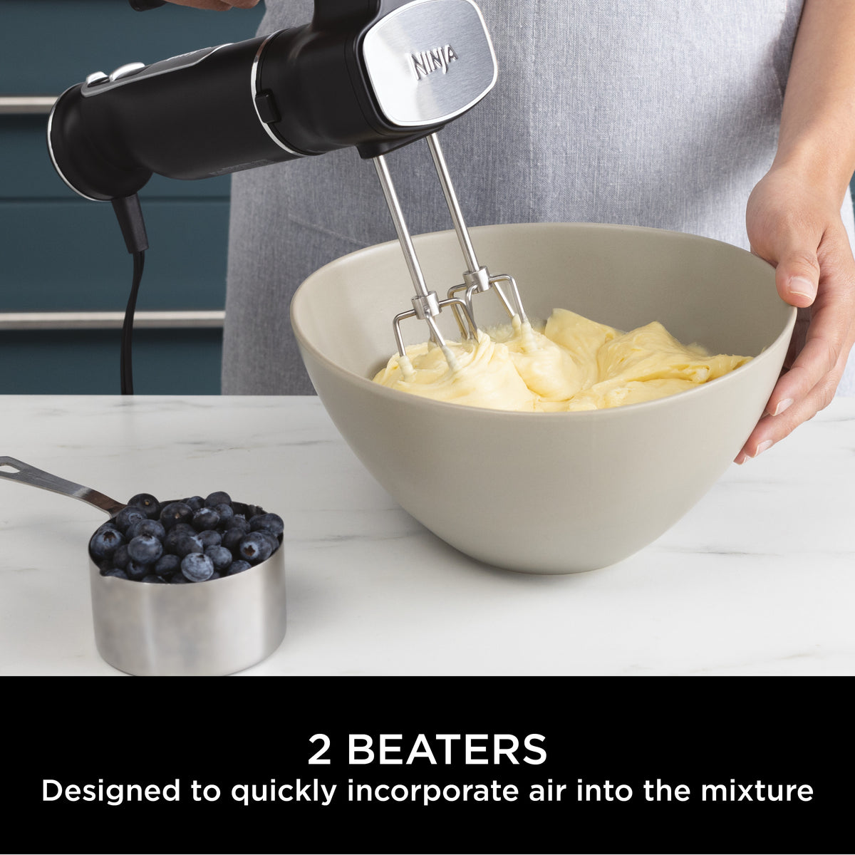 Ninja Foodi 3-in-1 Hand Blender Mixer & Chopper 700ML Black CI100ME