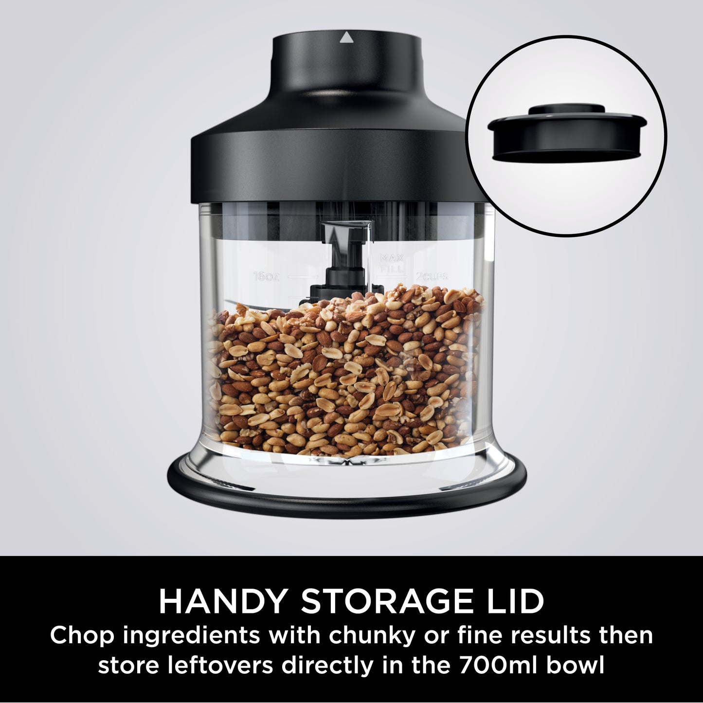 Ninja Foodi 3-in-1 Hand Blender Mixer & Chopper 700ML Black CI100ME