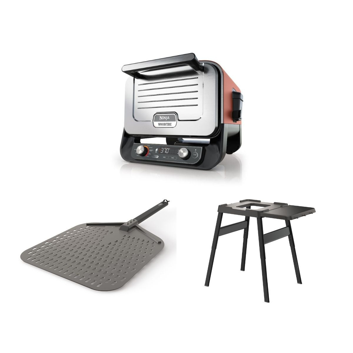 Ninja Woodfire Outdoor Oven with Stand & Pizza Peel Silver/Black DSN001