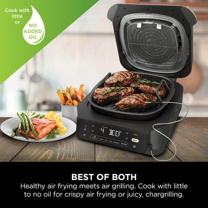 Ninja 5-in-1 Grill & Air Fryer 5.7L Black/Steel EG351ME