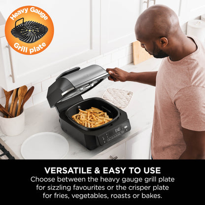 Ninja 5-in-1 Grill & Air Fryer 5.7L Black/Steel EG351ME