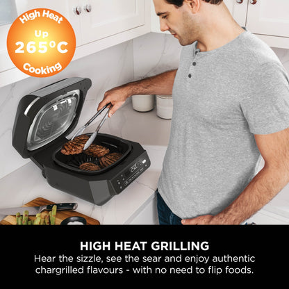Ninja 5-in-1 Grill & Air Fryer 5.7L Black/Steel EG351ME