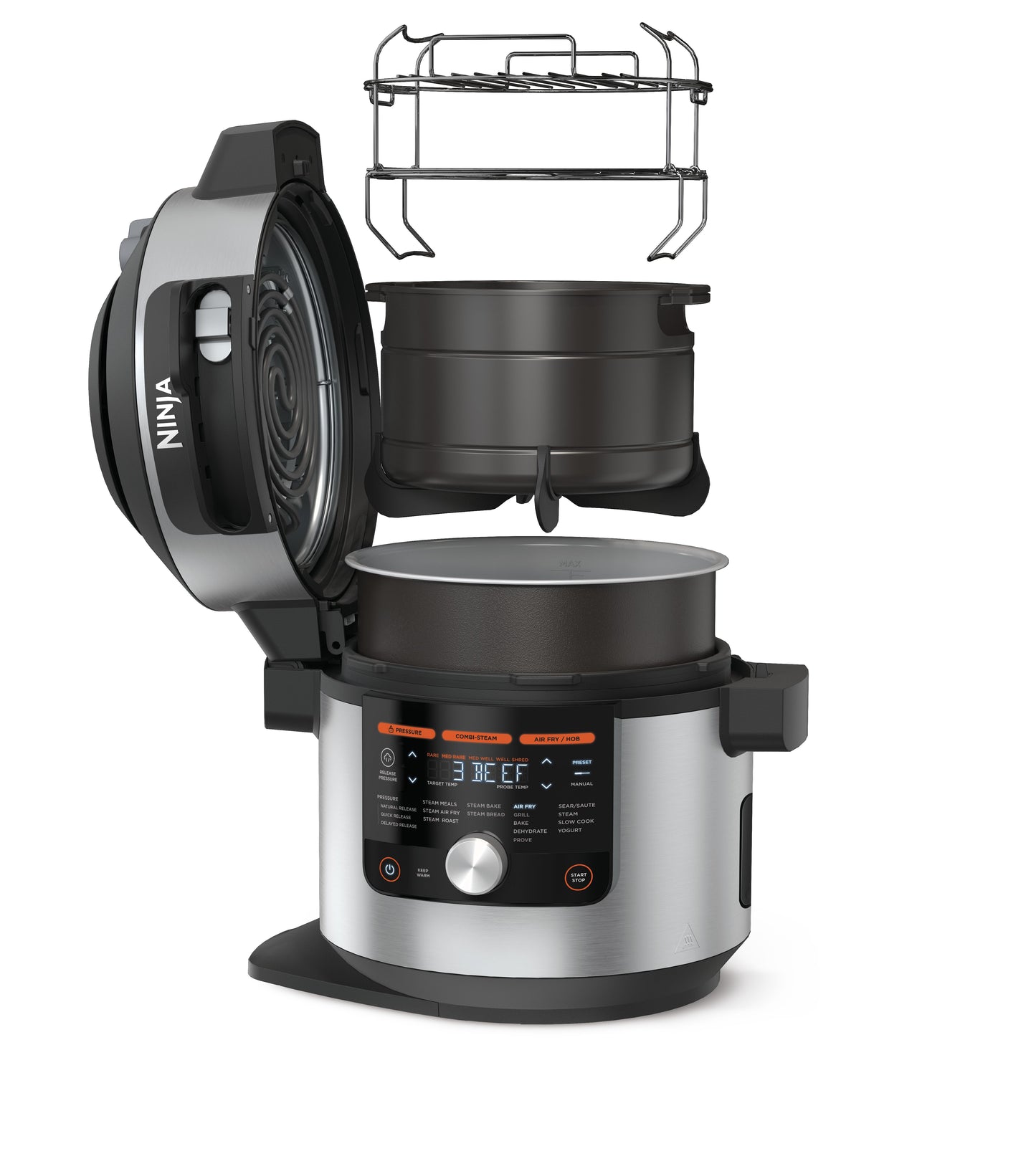 Ninja Foodi MAX 15-in-1 SmartLid Multi-Cooker 7.5L Stainless Steel/Black OL750ME