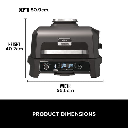 Ninja Woodfire Pro XL Electric BBQ Grill & Smoker Grey/Black OG850ME