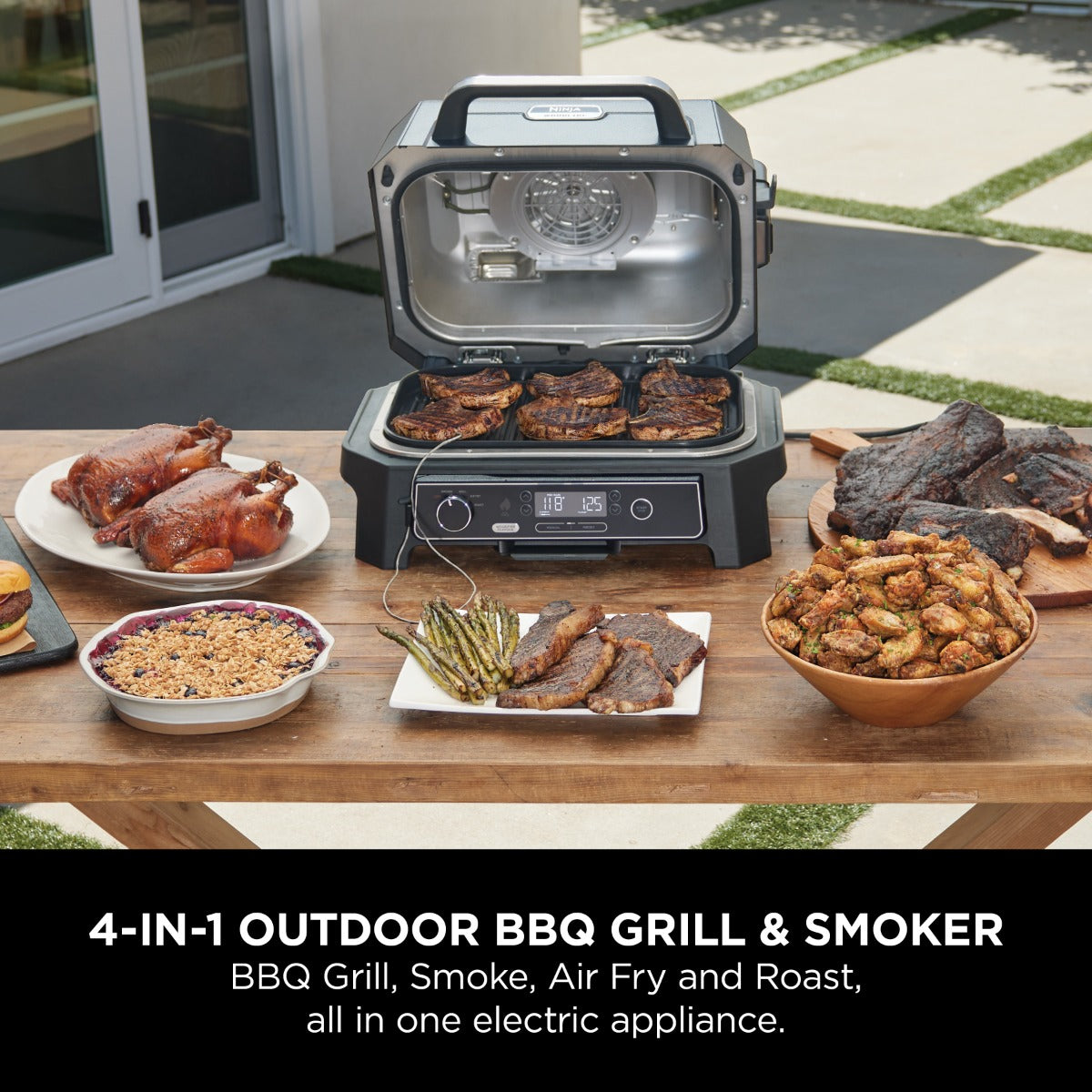 Ninja Woodfire Pro XL Electric BBQ Grill & Smoker Grey/Black OG850ME