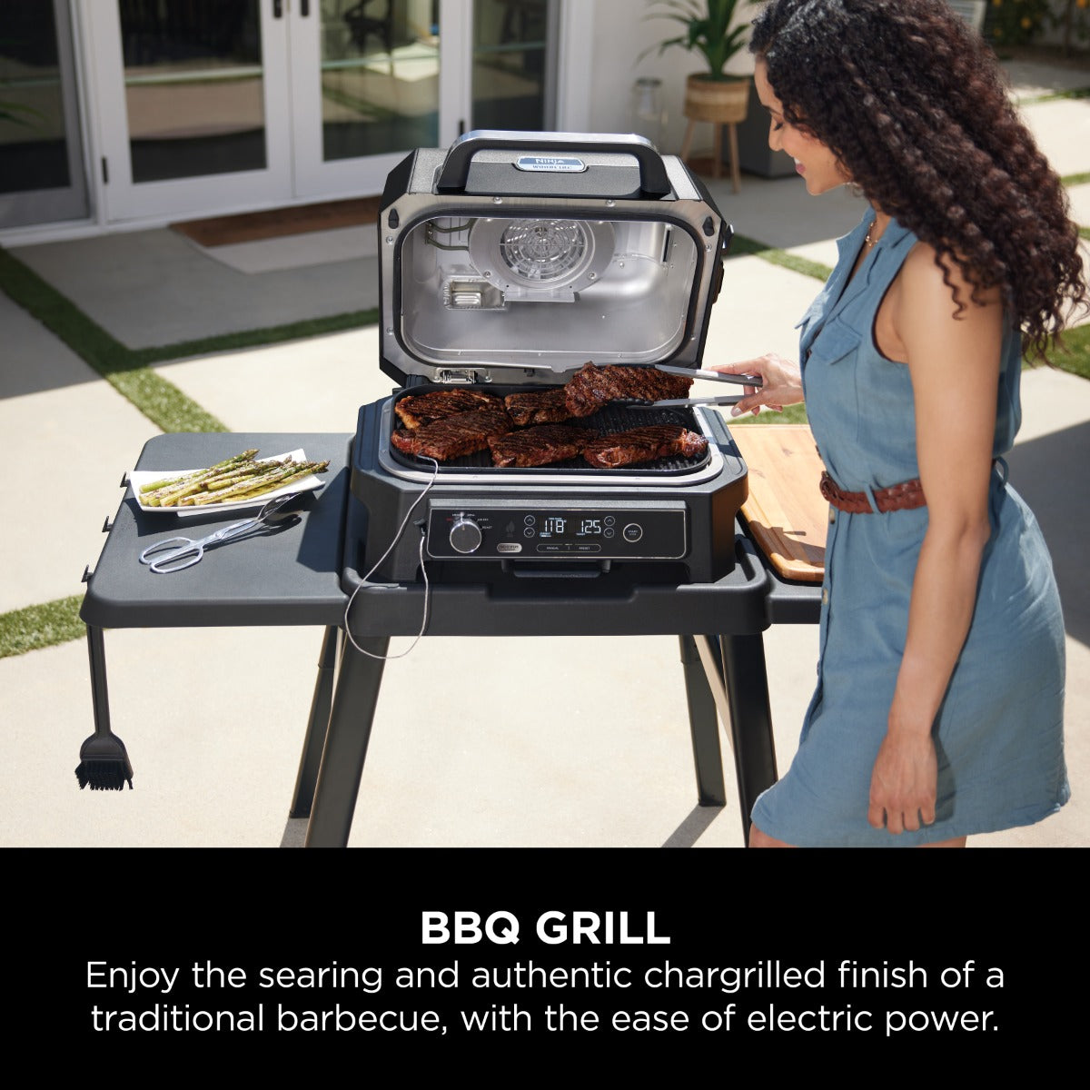 Ninja Woodfire Pro XL Electric BBQ Grill & Smoker Grey/Black OG850ME