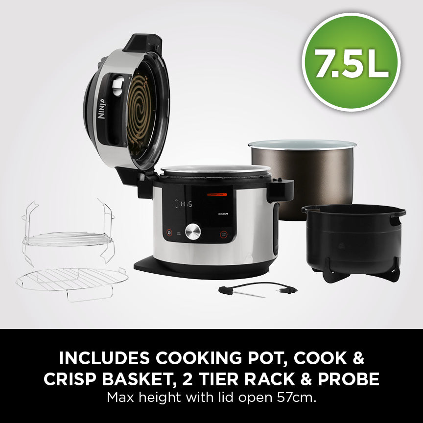 Ninja Foodi MAX 15-in-1 SmartLid Multi-Cooker 7.5L Stainless Steel/Black OL750ME