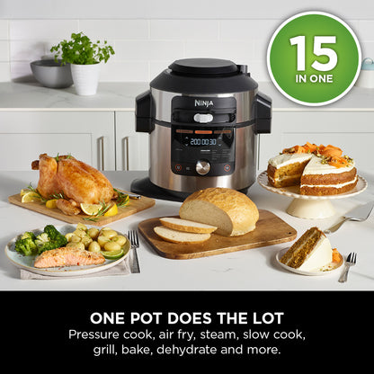 Ninja Foodi MAX 15-in-1 SmartLid Multi-Cooker 7.5L Stainless Steel/Black OL750ME